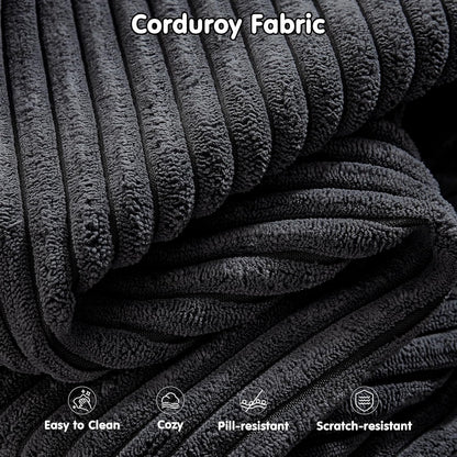 L-Shape Modular Couch, Plush Corduroy Fabric, No Assembly Required