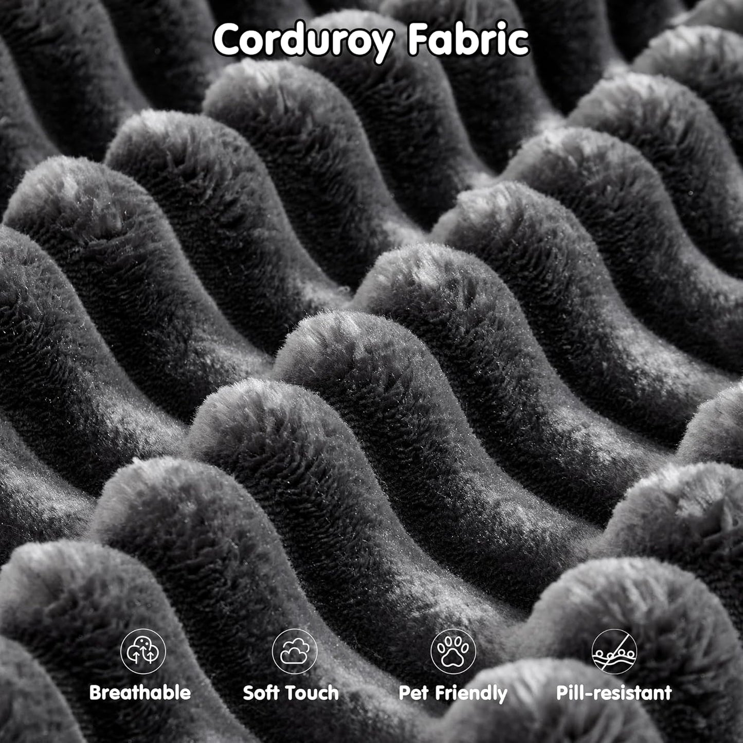 L-Shape Modular Couch, Plush Corduroy Fabric, No Assembly Required