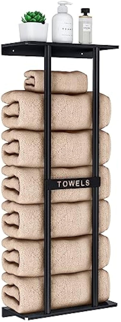 Bathroom Towel Organizer, 30 Inch Bathroom Wall Mounted Towel Rack with Shelves