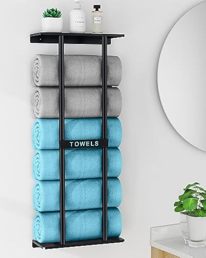Bathroom Towel Organizer, 30 Inch Bathroom Wall Mounted Towel Rack with Shelves