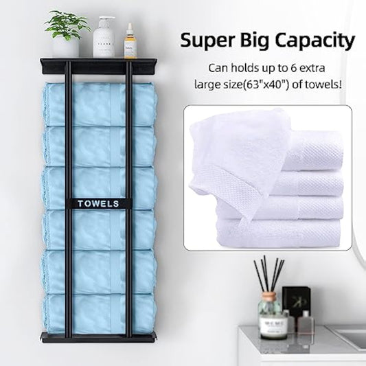 Bathroom Towel Organizer, 30 Inch Bathroom Wall Mounted Towel Rack with Shelves