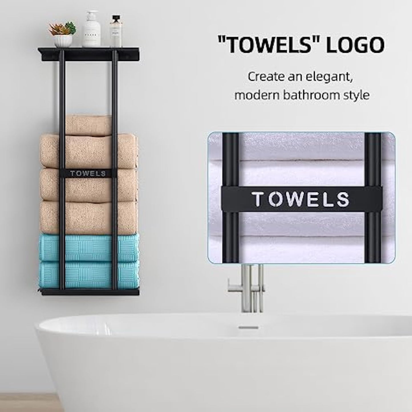 Bathroom Towel Organizer, 30 Inch Bathroom Wall Mounted Towel Rack with Shelves